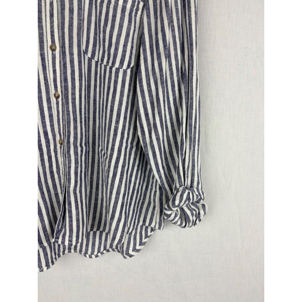 Universal Thread Navy Blue White Striped Button Down Shirt Relaxed Fit Large - Picture 7 of 13